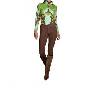 NEW NUVULA long sleeve turtleneck bodysuit in abstract green